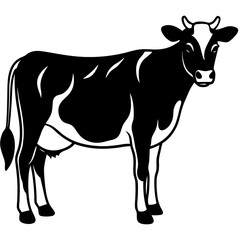 Cow black silhouette vector, Simple silhouette Design vector icon with white background