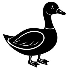 Duck black silhouette vector, Simple silhouette Design vector icon with white background
