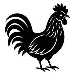 chicken black silhouette vector, Simple silhouette Design vector icon with white background