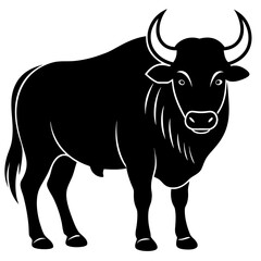 buffalo black silhouette vector, Simple silhouette Design vector icon with white background