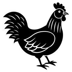 chicken black silhouette vector, Simple silhouette Design vector icon with white background