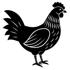 Fototapeta premium chicken black silhouette vector, Simple silhouette Design vector icon with white background