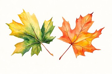 Green Leaf Collection: Artistic Watercolor and Detailed Digital Illustrations Featuring Clovers, Tropical Leaves, Falling Foliage, and Textured Dry Leaves - Perfect for Nature-Themed Designs and Decor