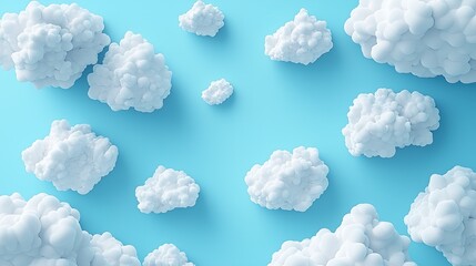 Serene Sky with White Puffy Clouds, Peaceful Atmosphere for Wellness, Meditation, or Inspirational Themes