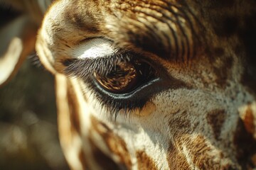 Detailed image captures giraffes emotional depth and features