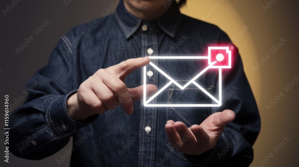 Poster New Email Notification Interaction Concept: Floating Digital Interface Design for Online Communication
