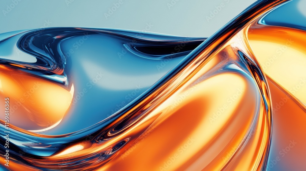 Aufkleber abstract glossy waves create a vibrant interplay of colors in a fluid design. generative ai