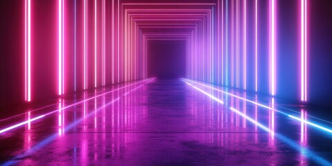 Cyber digital circuit design with neon glowing lines and abstract geometric patterns in cyberspace"