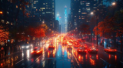 Radiant sunset illuminates the urban skyline with stunning and dramatic clouds background image