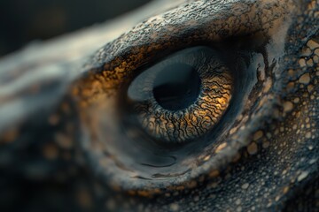 Naklejka premium Detailed closeup of squid eye with textured structure and colors