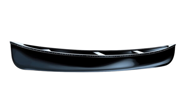 A sleek black canoe designed for water activities and recreation.