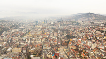 Fototapeta premium Aerial view of Sarajevo in Bosnia and Herzegovina