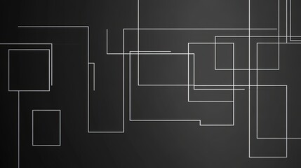 Abstract geometric dark gray background with white lines forming squares and rectangles.