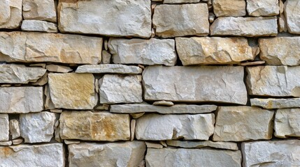 Beige Stone Brickwork: Textured Wall Background for Design and Cladding