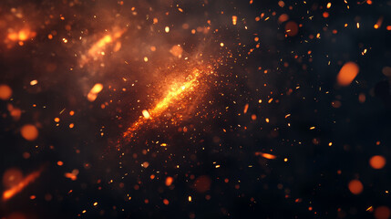 Fototapeta premium Fire lines with light sparks, cracker trail effect. Isolated sparkles of weld metal blade or petard. Bright glowing comet or electric circular saw scintilla, flying asteroid, Realistic 3d vector set