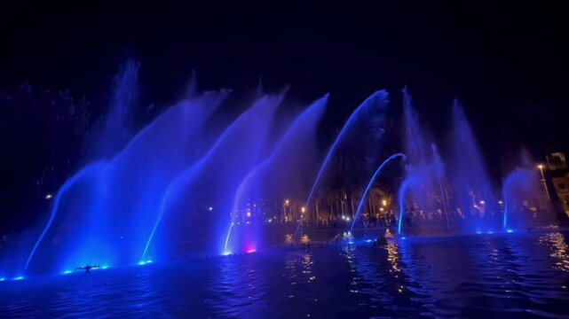 beautiful musical color fountains, close up