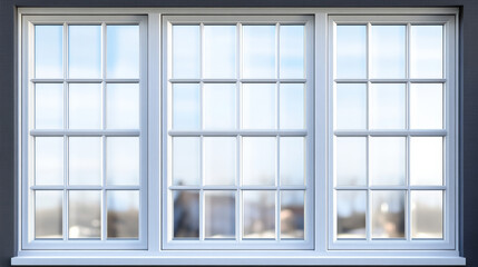 Clear Interior Stainless Steel Window Background, Isolated closed glass Panes view for Design