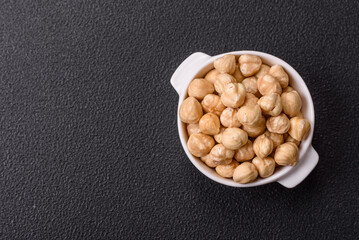 Delicious nutritious hazelnut in ceramic bowl