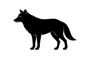 Wolf black silhouette vector, Simple silhouette Design vector icon with white background