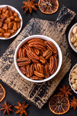 Delicious nutritious pecan nuts in ceramic bowl