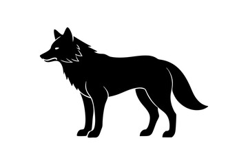 Wolf black silhouette vector, Simple silhouette Design vector icon with white background