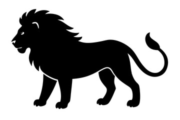 Lion black silhouette vector, Simple silhouette Design vector icon with white background