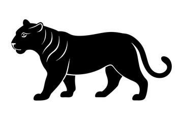 Tiger black silhouette vector, Simple silhouette Design vector icon with white background