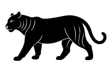 Tiger black silhouette vector, Simple silhouette Design vector icon with white background