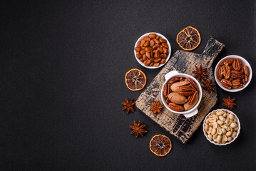 Delicious nutritious pecan nuts in ceramic bowl