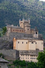Fototapeta premium Medieval castle in the mountains in northern Italy