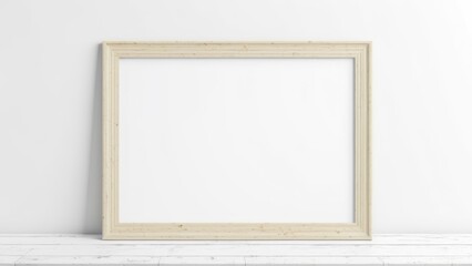 Fototapeta premium white sheet with wooden horizontal frame on white background