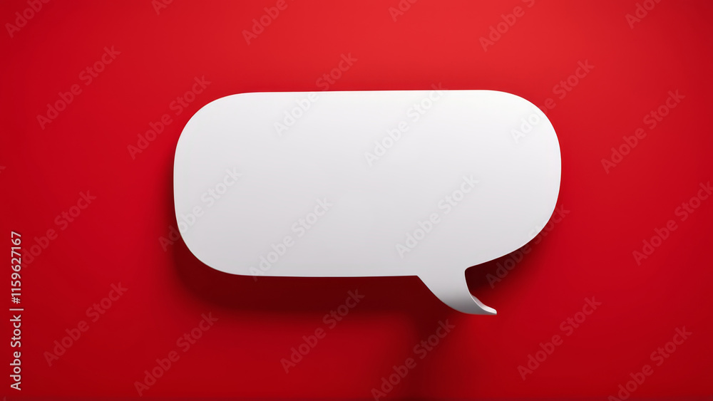 Fototapete white dialog cloud under text on red background