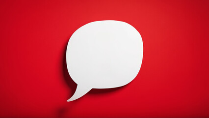 white dialog cloud under text on red background