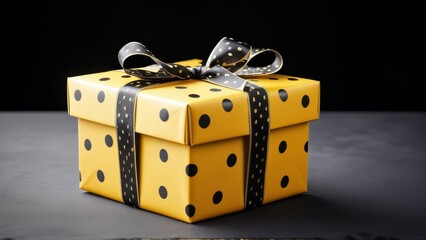 Obraz premium yellow gift with black ribbon