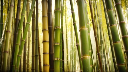 bamboo stems in bamboo forest close up