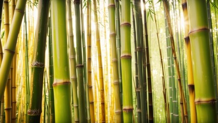 Fototapeta premium bamboo stems in bamboo forest close up