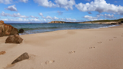 Mediterranean coast on a sunny day, Li Feruli beach, Sardinia