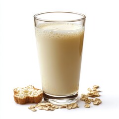 photo of a glass of milk, hd, isolated on white background.