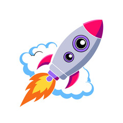 Obraz premium cartoon rocket in space