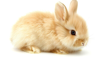 Adorable fluffy bunny rabbit on white background