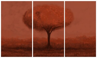 Triptych, abstract landscape painting - digital painting © neurostructure