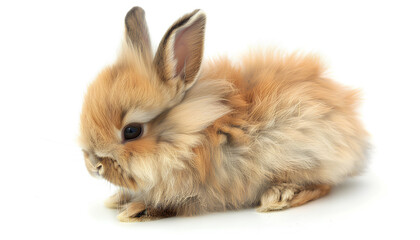 Obraz premium Adorable fluffy bunny rabbit on white background