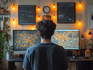 Cozy Creative Workspace with Warm Lighting