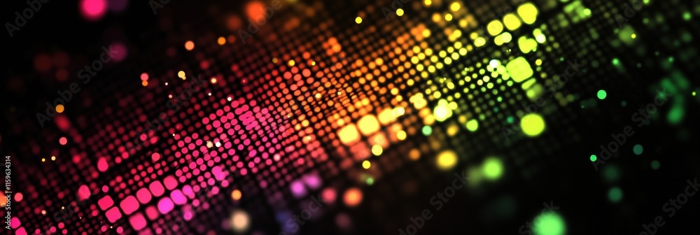 Poster vibrant glowing mosaic with pixelated elements creates a captivating abstract pattern in vivid color
