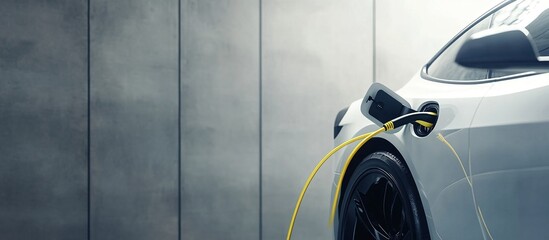 Electric car charging at station.