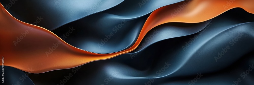 Leinwandbilder glossy waves flow smoothly in a blend of blue and orange tones, creating an abstract visual experien