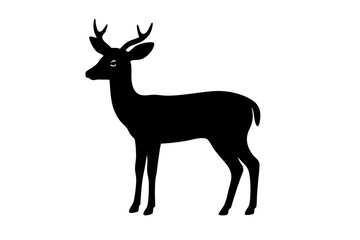Fototapeta premium Deer black silhouette vector, Simple silhouette Design vector icon with white background