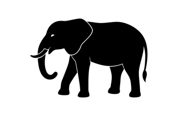 Fototapeta premium elephant black silhouette vector, Simple silhouette Design vector icon with white background