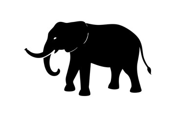 Obraz premium elephant black silhouette vector, Simple silhouette Design vector icon with white background