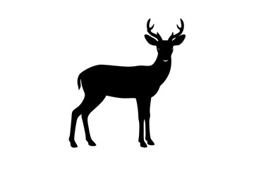 Deer black silhouette vector, Simple silhouette Design vector icon with white background